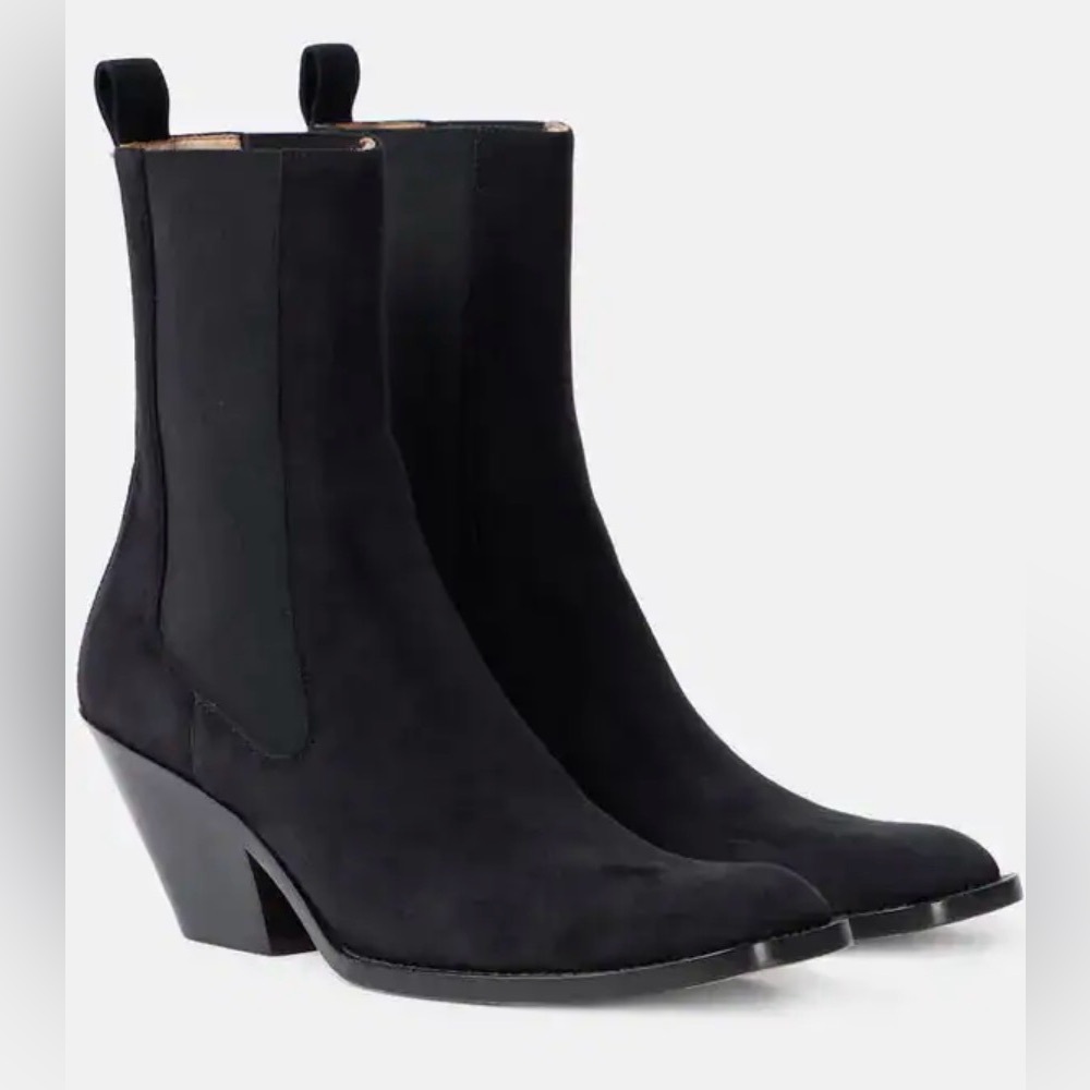 KHAITE Austin Suede Ankle Boots in black , Sz IT37, US7